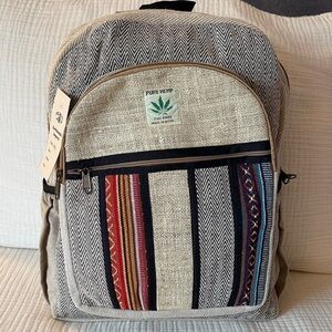 Pure Hemp Backpack - Handmade in Nepal - Boho Festival Bag